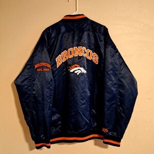 NFL DenverBroncos Navy Stitched Satin Jacket Size 2XL